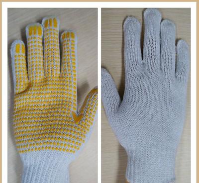 黄点珠止滑棉纱针织手套 防滑透气，搬运劳保的理想之选